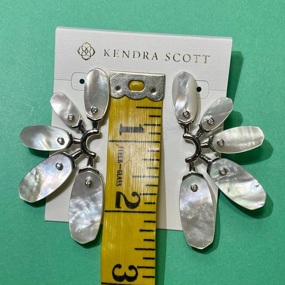 NWT Kendra Scott Ashlyn Ivory Mother Of Pearl Statement Earrings 14K Gold Plated - Picture 10 of 11